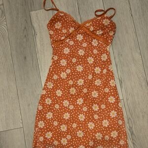 No Boundaries Orange Floral Mini Dress